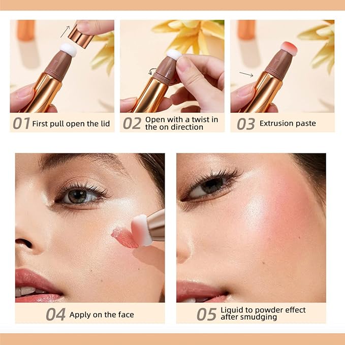 3 Pcs Liquid Contour Beauty Wand Set, Contour & Blush & Highlighter Stick with Cushion Applicator， Attached Easy to Blend, Long Lasting & Smooth Natural Matte Finish (01#03#04)-FemmiqueWomen