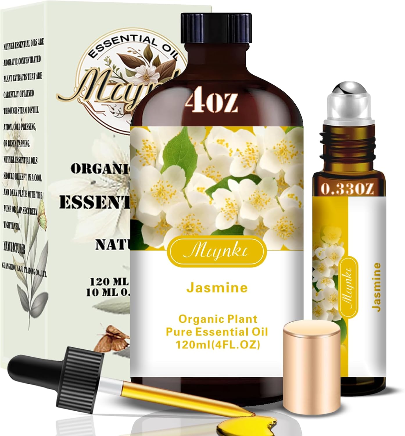 Jasmine Essential Oil-Jasmine Fragrance Oil 4.33oz (130ml)-100% Pure Natural Scent for Diffusers, Candles, Soap Making & Aromatherapy-Relaxing Home & Gift Essential Oil for Bath, Massage-FemmiqueWomen