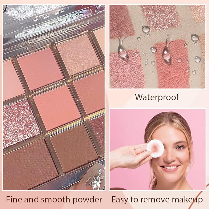 12 Girds Colorful Matte Shimmer Eyeshadow Palette for Eye Makeup,High Pigmented Eye Shadow Primers Powder Palet de sombras de ojos 12-B-FemmiqueWomen