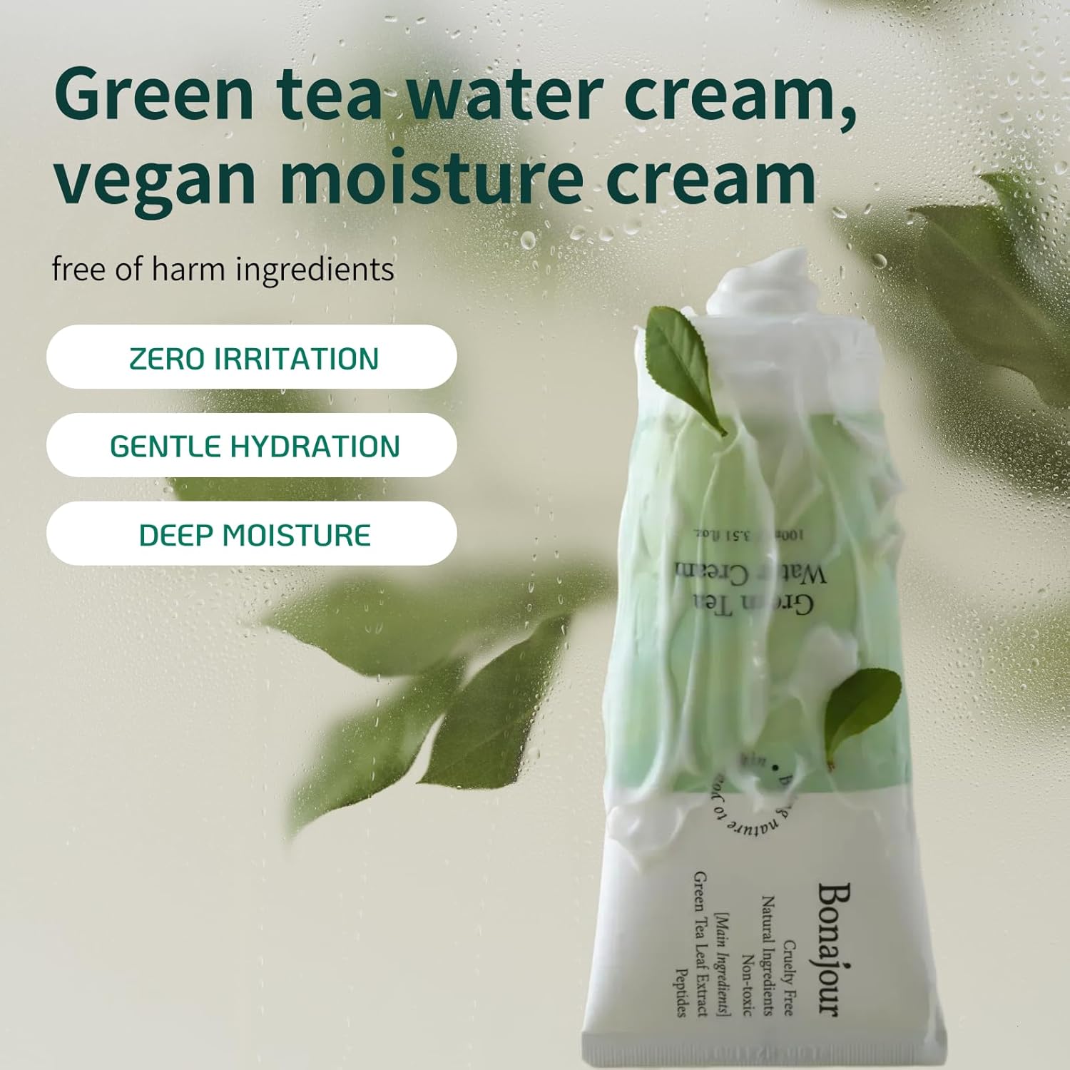 BONAJOUR] Green Tea Water Bomb Vegan Moisturizing Facial Gel Cream for sensitive skin - Daily hydrating Moisturizer 3.38 Fl. oz -FemmiqueWomen