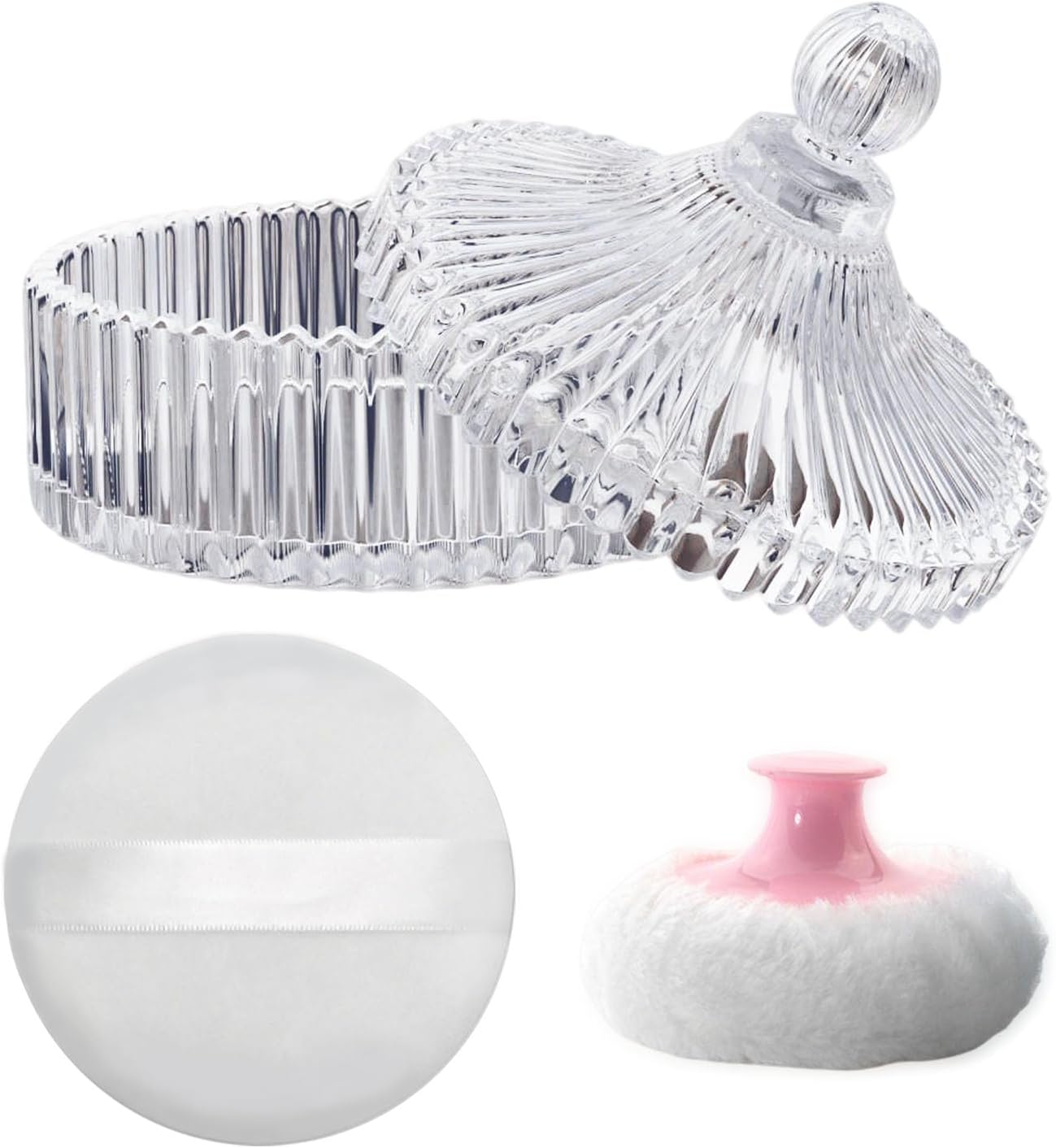 Large Body Powder Puff and Container Set - Velour, Dusting Powder Puffs for Women Baby and Loose Powder Containers for Face & Body, Washable, Reusable, Wet Dry Makeup-FemmiqueWomen