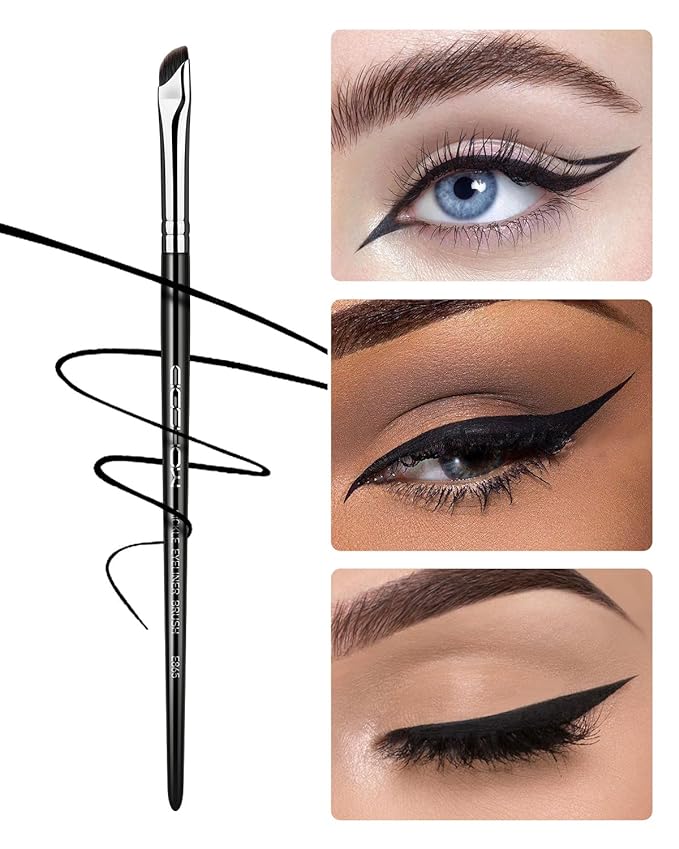 Eyeliner Brush, EIGSHOW Sickle Angled Gel Eyeliner Makeup Brush for Precise Eye Liner, Eyebrow, Eyelid with Ultra Thin Curved Vegan Bristles (E865)-FemmiqueWomen