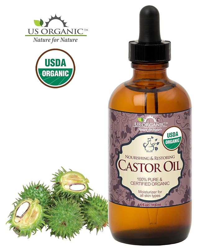 US Organic Castor Oil, USDA Certified Organic,Expeller Pressed, Hexane Free, 100% Pure & Natural moisturizing and emollient properties, For Skin, Hair Care, Eyelashes, DIY projects (4 oz (115 ml))-FemmiqueWomen