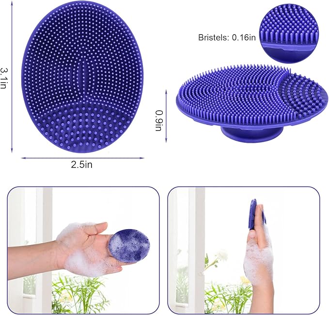 INNERNEED Silicone Face Cleansing Scrubber, Exfoliating Scrub Manual Handheld Facial Brush Blackhead Remover, Food-Grade Soft Bristle (Pack of 4)-FemmiqueWomen
