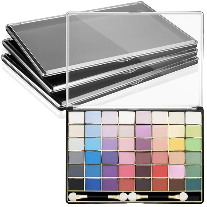 3 Pcs Large Empty Magnetic Eyeshadow Palette Cosmetics Pan with Clear Top DIY Eyeshadow Pan Cosmetics Dispensing Storage Box for DIY Eyeshadow Lipstick Pigment Blush 9.25 x 6.57 x 0.47 Inch-FemmiqueWomen