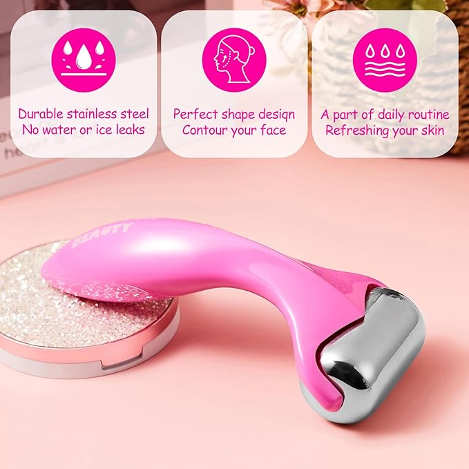 360° Rotating Ice Roller for Face-Stainless Steel Facial Massage Tool for Skin Tightening, Ice Face Roller -Wrinkle Reduction & Dark Circle Relief, Gift for Skincare Enthusiasts.-FemmiqueWomen