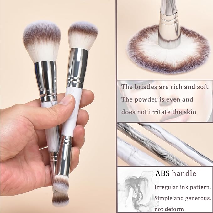 4 pcs makeup brushes, double head makeup brush set, loose powder powder blusher foundation make-up concealer eye shadow eyebrow brush, multi-purpose makeup tools-FemmiqueWomen