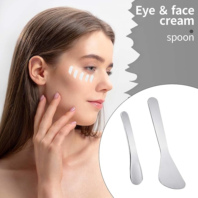 2Pcs Mini Metal Cosmetic Spatulas, Makeup Spatulas, Skincare Spatula, Cream Spatula, Beauty Accessories for Mixing and Sampling Plant Masks, Skin Care Creams, Eye Cream, Essences(Style 3)-FemmiqueWomen