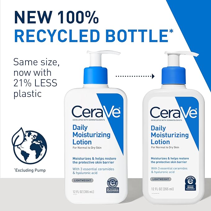 CeraVe Daily Moisturizing Lotion for Dry Skin, Body Lotion & Face Moisturizer with Hyaluronic Acid and Ceramides, Daily Moisturizer, Fragrance Free, Oil-Free, 12 Ounce-FemmiqueWomen