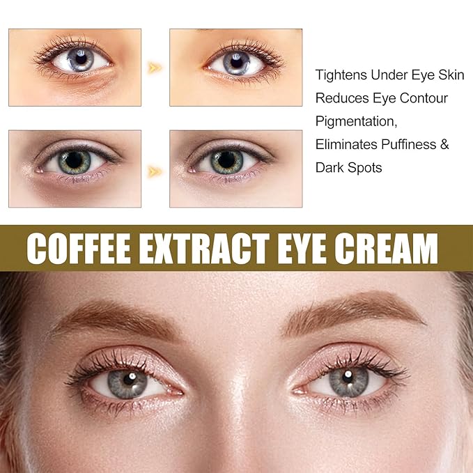 2PCS Caffeine Eye Cream for Dark Circles and Puffiness, Anti-Wrinkle Stay-Up Late Retinol Eye Cream, Tightening & Firming Skin, Dilute Dark Circles-FemmiqueWomen