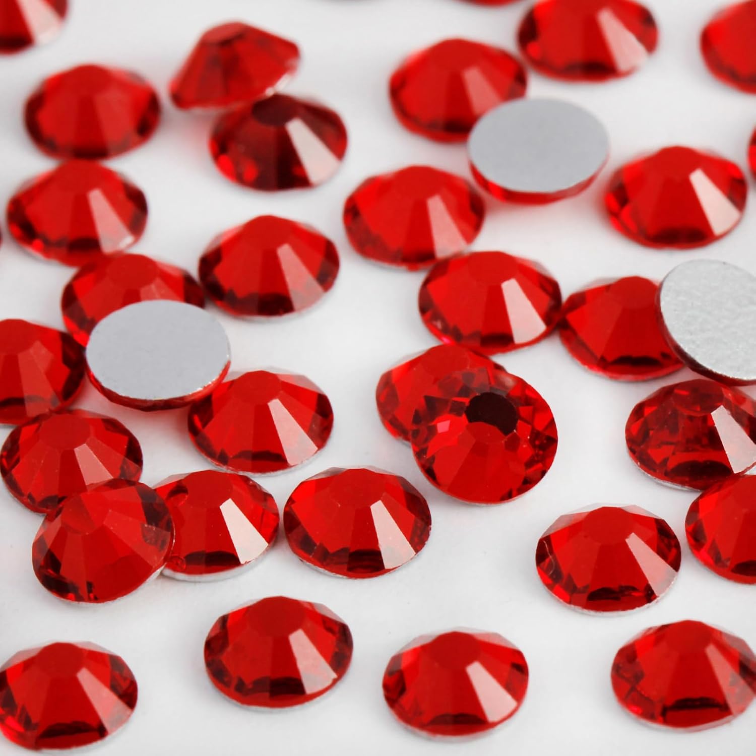 3000PCS SS8 Flatback Rhinestones | 12-Facet Diamond-Cut Glass Gems for Nail Art, Clothing, DIY Crafts |Glue-On Decoration Stones with Silver Backing(Light Siam)-FemmiqueWomen