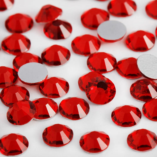 2000PCS SS12 Flatback Rhinestones | 12-Facet Diamond-Cut Glass Gems for Nail Art, Clothing, DIY Crafts |Glue-On Decoration Stones with Silver Backing(Light Siam)-FemmiqueWomen