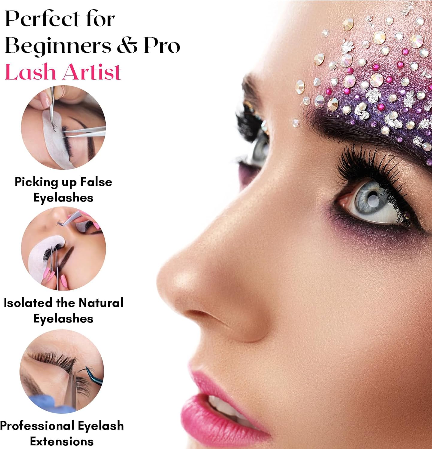 2Pcs Fiber Tip Lash Tweezers for Eyelash Extensions and Straight Isolation Tweezer Set – Professional Precision Fan Making, Mega Volume Boot Lashing, Classic & Mink Eyelashes, Black-FemmiqueWomen