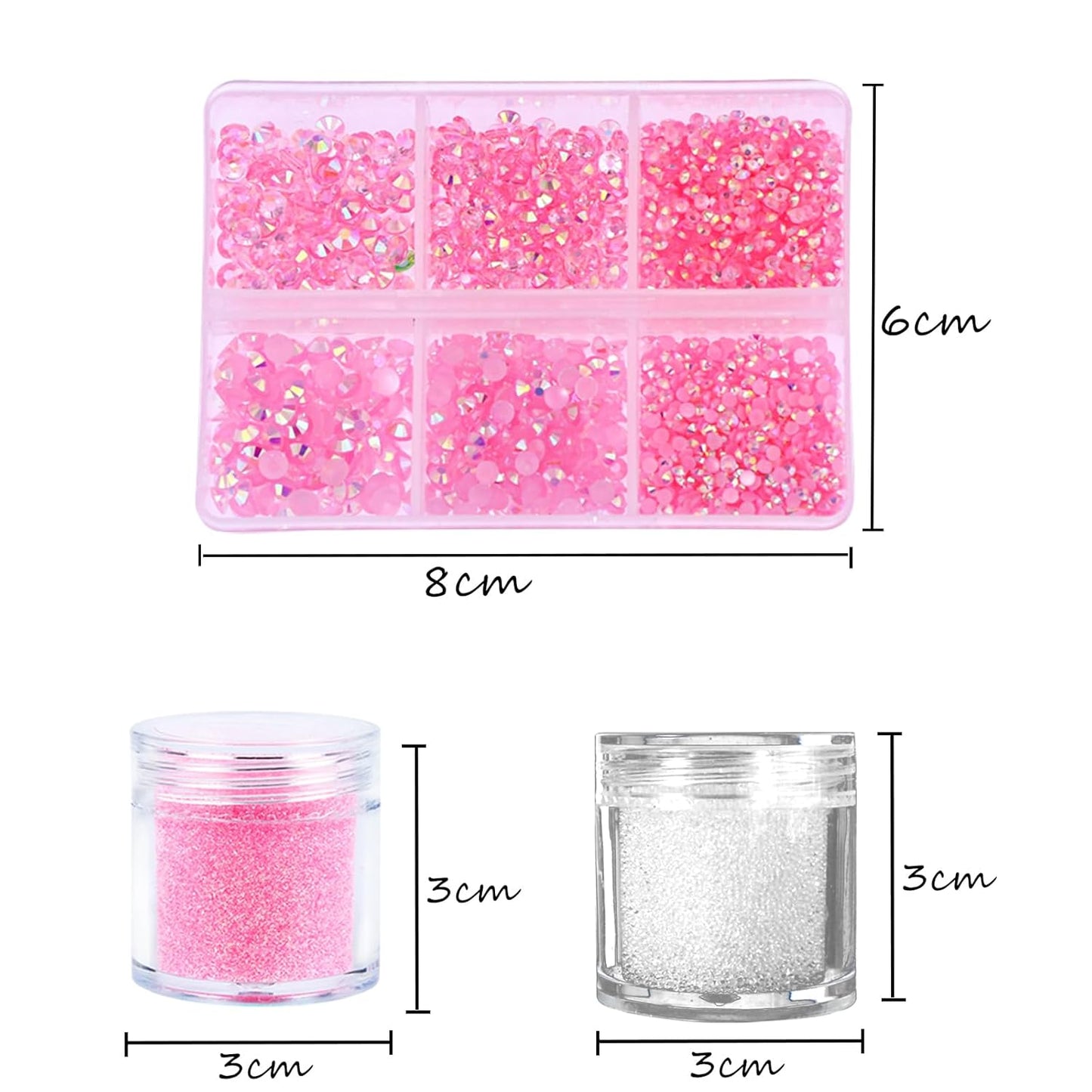 3 Boxes Nail Art Rhinestones Pink Nail Charms 2mm-4mm Resin Clear Jelly Rhinestones Pearls Glitters Nail Art Supplies Crystal Gems Bubble Beads Nail Accessories for Women Nail Decorations Design.-FemmiqueWomen