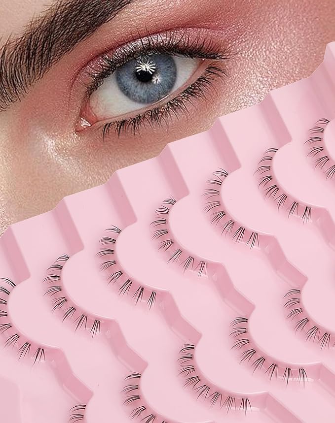 Bottom Lashes Natural Everyday Wispy Lashes Natural Look Flared Eyelashes False Lower Lashes Soft Fluffy Lashes False Eyelashes 7 Pairs B-1-FemmiqueWomen