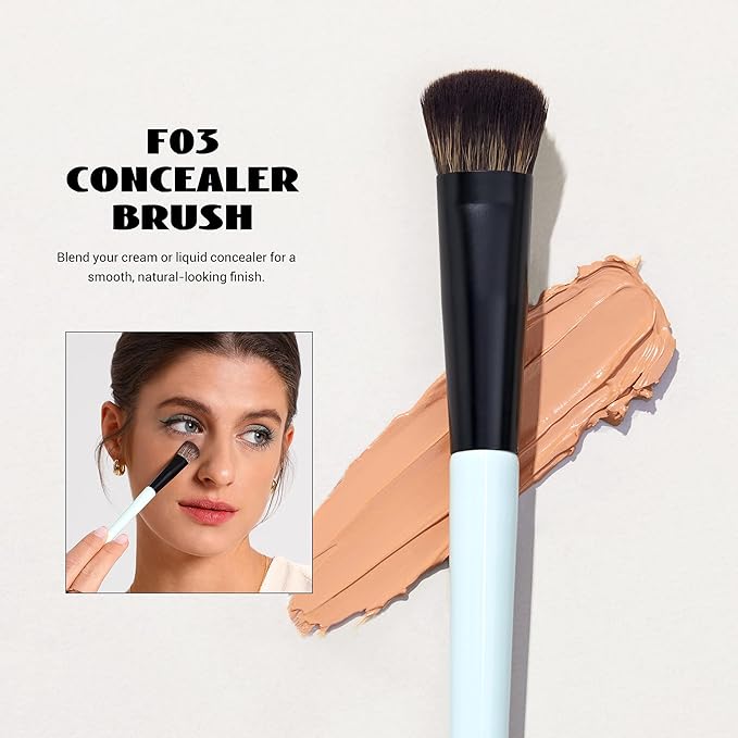 Jessup Face Makeup Brushes Blue 3pcs Double Ended Makeup Brush for Foundation Contour Blush Highlight and Concealer Brush, Premium Synthetic Brush Set T503-FemmiqueWomen