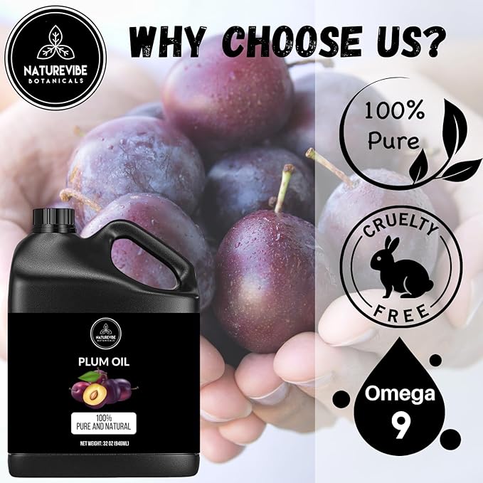 Naturevibe Botanicals Plum Oil 32 Ounces | 100% Pure and Natural | Great for Skin Care and Hair Care-FemmiqueWomen