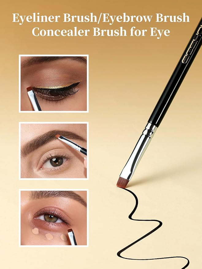 EIGSHOW Flat Eyeliner Brush, Professional Precise Eyebrow Concealer Brush for Sharp Defined, Eye Liner Application with Gel Liquid Cream Powder (E808)-FemmiqueWomen