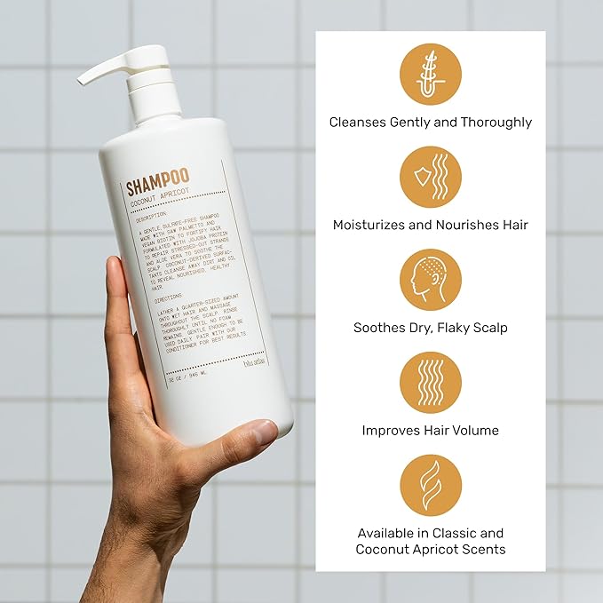 Blu Atlas Men's Natural Shampoo – Organic, Sulfate-Free, Paraben-Free – Deep Cleansing & Hydrating – Coconut Apricot Scent – Made in America – 32 oz-FemmiqueWomen