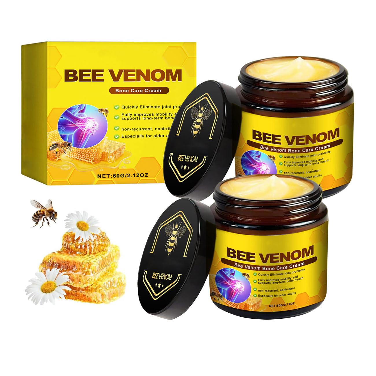 2 PCS Bee Venom Cream 2025 New Bee Venom Advanced Joint and Bone Cream Effective for Back, Neck, Hands,Knee-FemmiqueWomen