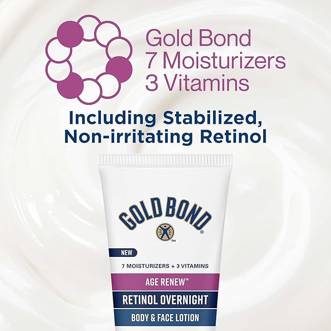 Gold Bond Age Renew Retinol Overnight Body & Face Lotion, With Retinol & Peptide Complex, for Dry Skin, 7 oz.-FemmiqueWomen