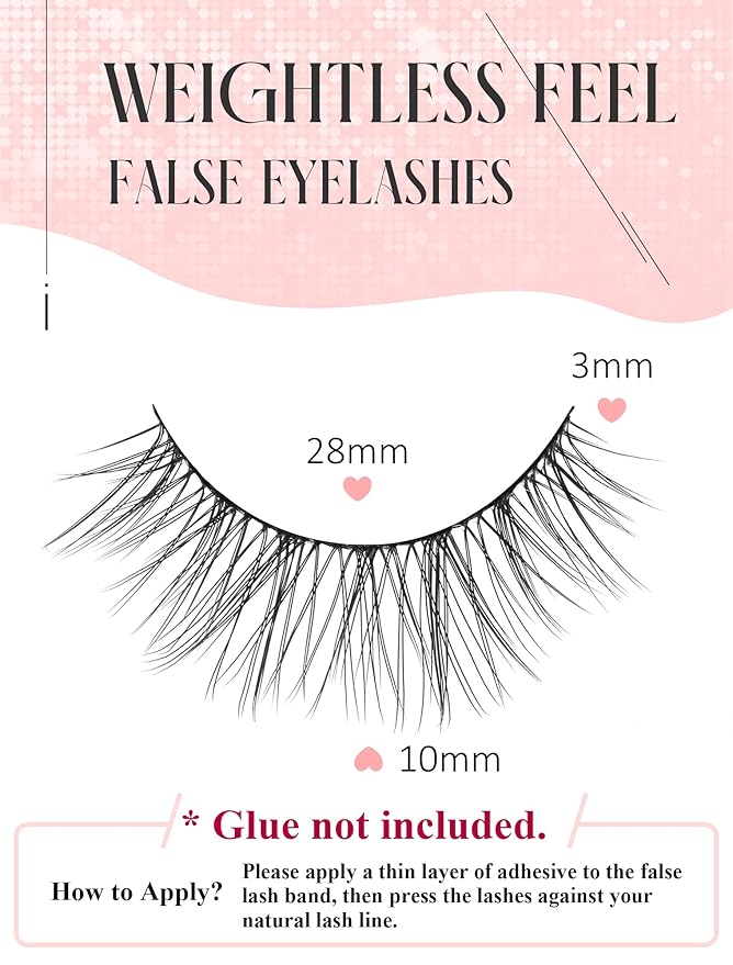Natural Lashes Natural Eyelashes Short Eyelashes Natural Look False Eyelashes Wispy Eye Lashes Small Lashes Fake Lashes K28-FemmiqueWomen