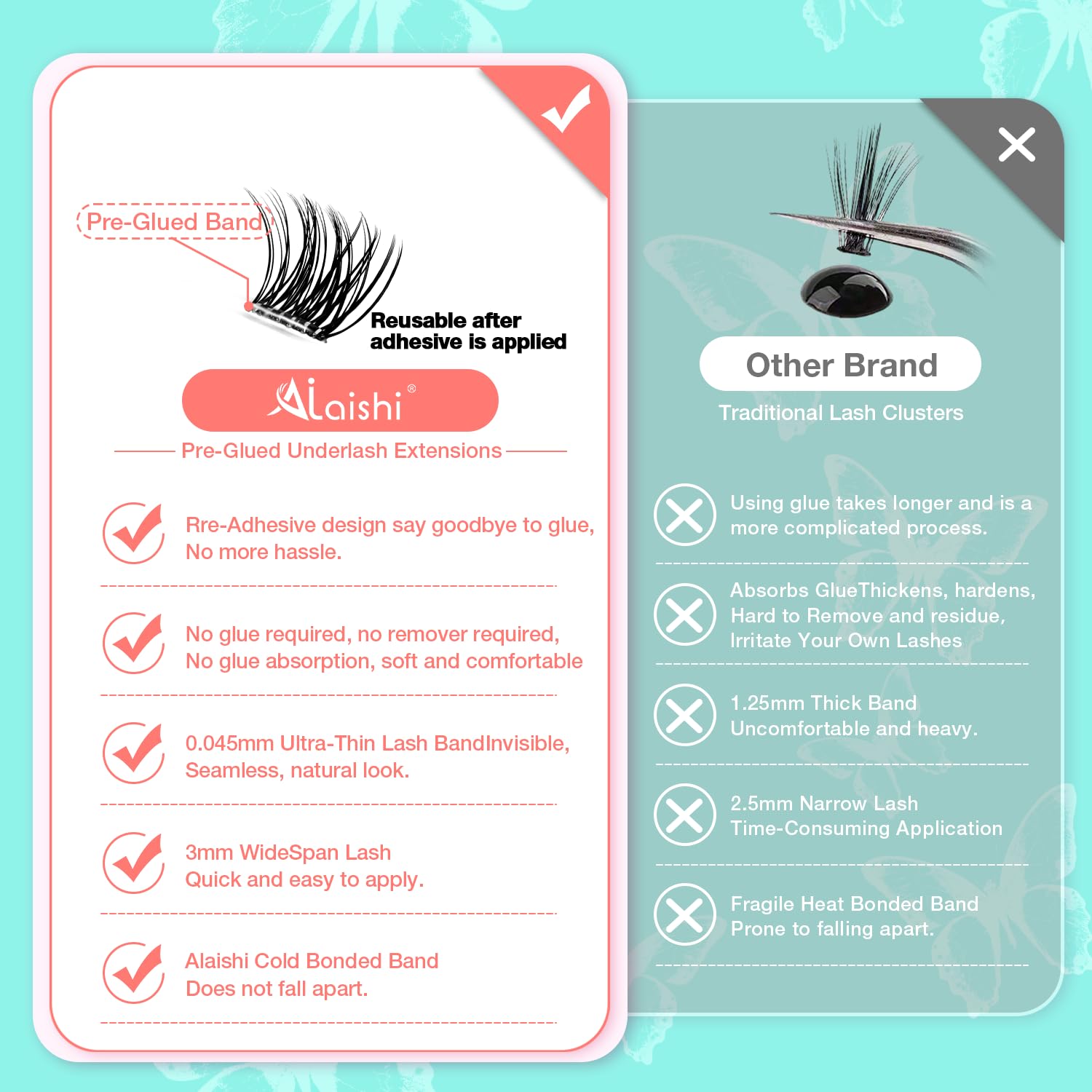 No Glue Needed Lashes, Self Adhesive Eyelashes, DIY Lash Eyelash Extensions Kit 10‑18mm,100pcs Fluffy D Curl Soft Natural Lashes with Tweezers–Fake Cat Eye Wispy Individual Clusters NG2031-1-FemmiqueWomen