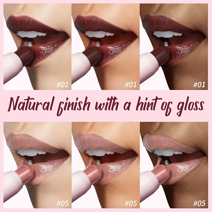 2PCS Tinted Lip Balm Chapstick with Color, Natural Semi - Gloss Finish, Hydrating/Coloring 2 in 1 Moisturizer Lip Stick for Girls & Women #01＋#05-FemmiqueWomen