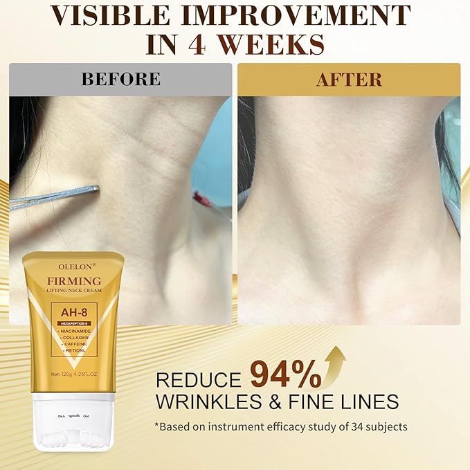 [2025 Upgrade] AH8 Firming Neck Cream with Roller - Tightening & Lifting Cream for Sagging Skin, 8-HA Clockwise Neck Cream for Face & Body Skin Tightening Cream with Massage Roller-FemmiqueWomen
