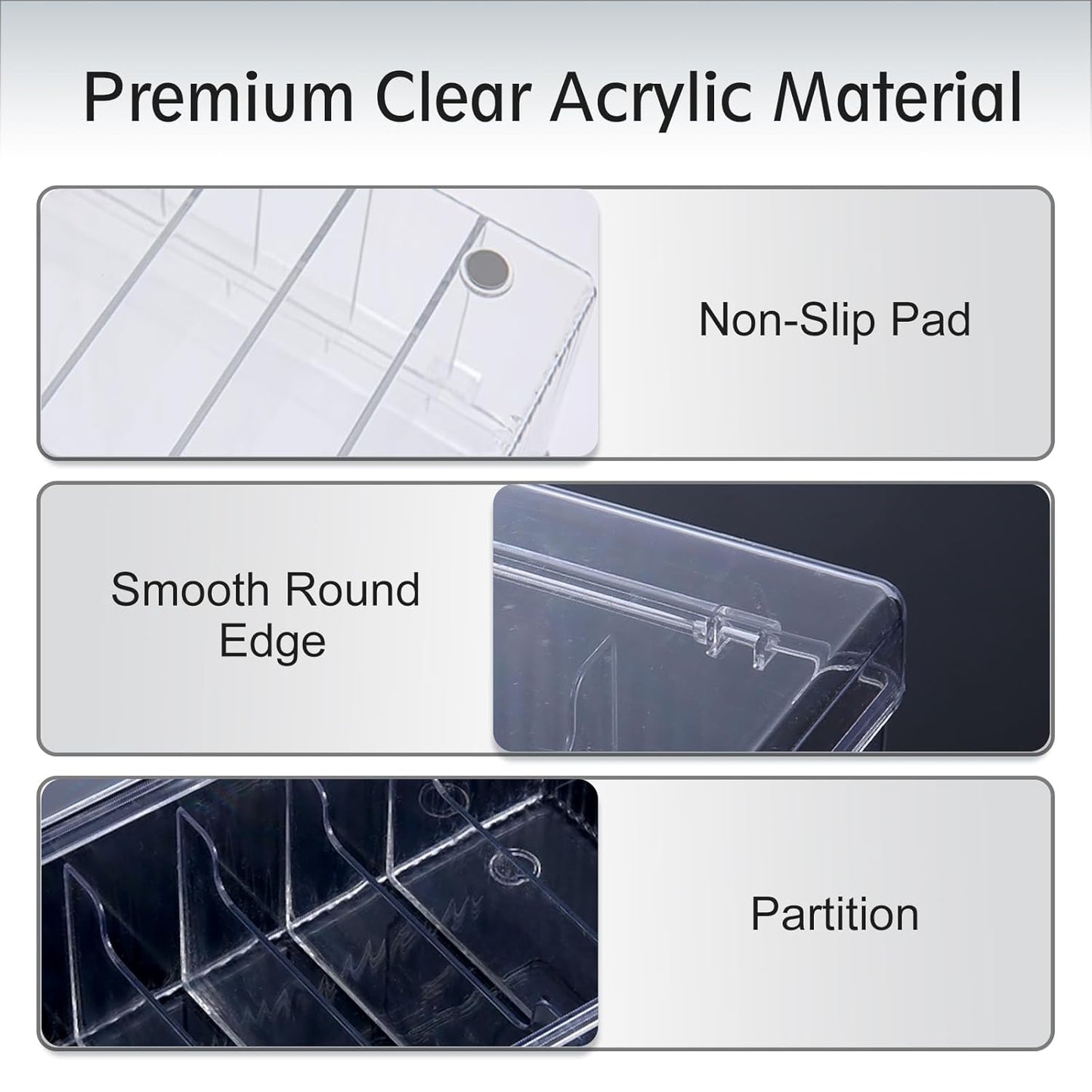 MoyRetty Acrylic Lash Extension Organizer, Large Capacity Eyelash Extension Supplies Storage Container Box, Neatly Store and Organize Your Lash Supplies (Clear)-FemmiqueWomen