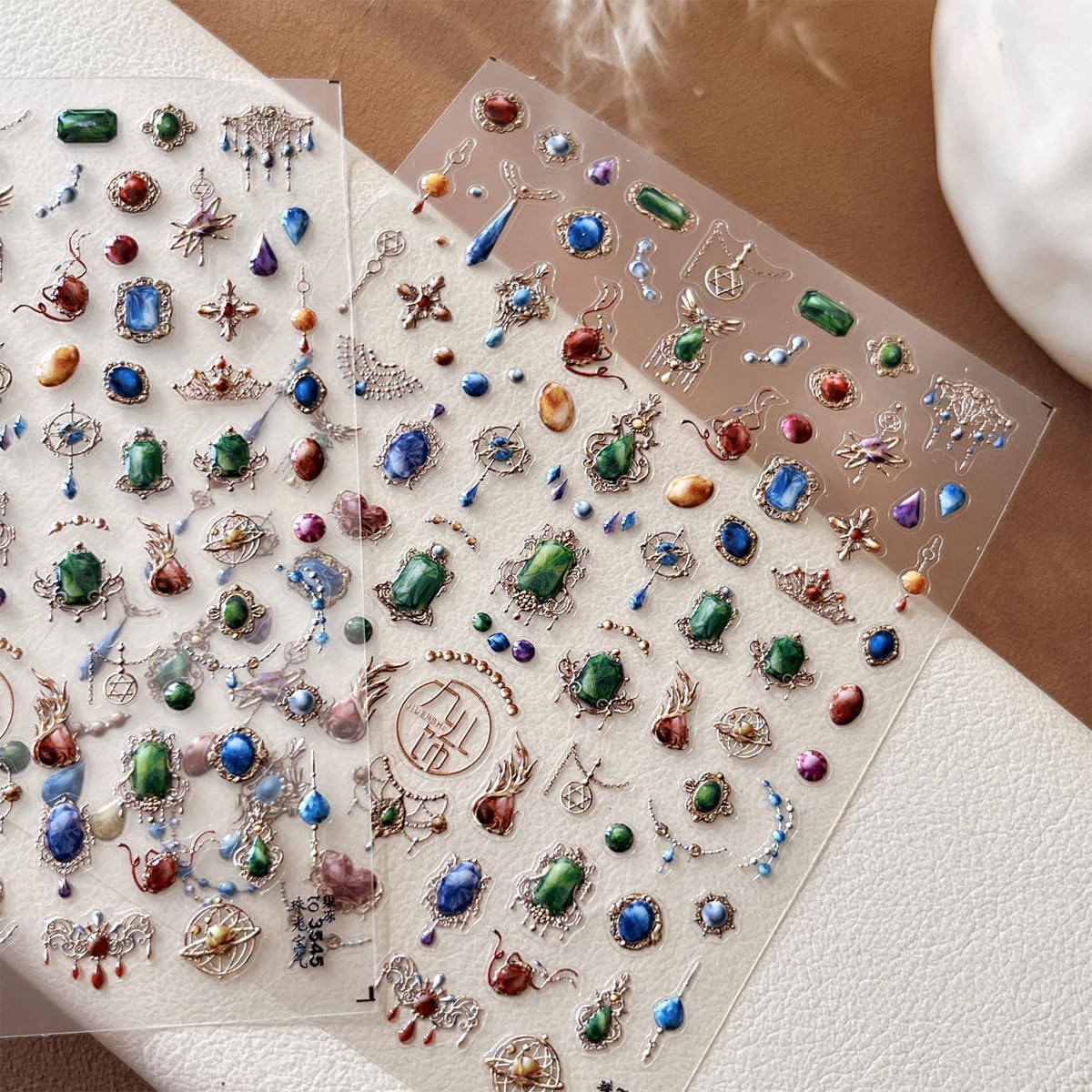 Jewels Nail Stickers for Nail Art 3D Necklace Pendant Jewels Gems Shaped Nail Decals Luxury Stickers for Nails Designs Self Adhesive Nail Art Supplies & Decorations for Women 1 Sheet-FemmiqueWomen