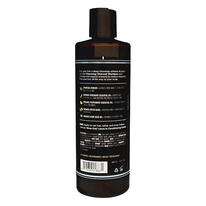 Barrel and Oak - Cleansing Charcoal Shampoo, Clarifying Shampoo, Hair Care for Men, Deep Cleans & Purifies, Hydrates & Soothes Dry Scalp, Essential Oil-Based Scent, Vegan (Mint & Eucalyptus, 16 oz)-FemmiqueWomen