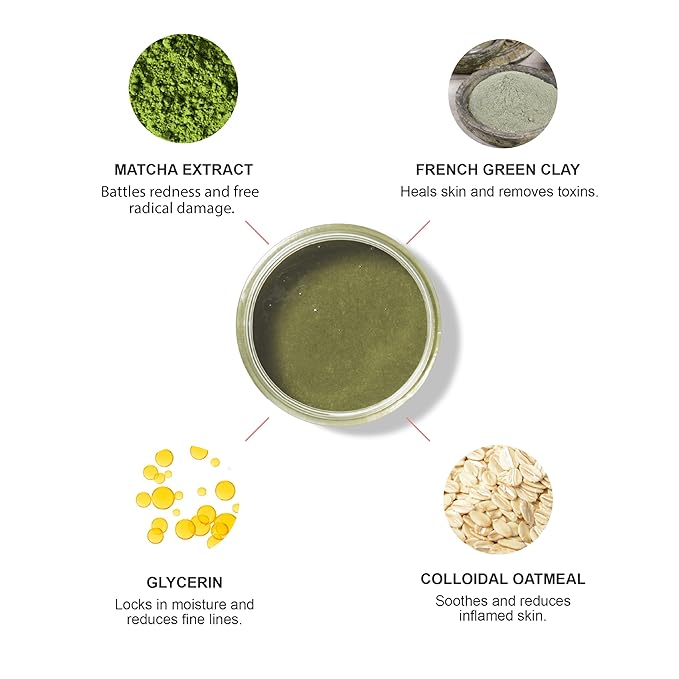 100% PURE Matcha Oat Face Scrub Facial for Glowy Radiant Skin Exfoliator & Pore Minimizer Natural Skincare for Women & Men, Vegan - 3 oz-FemmiqueWomen