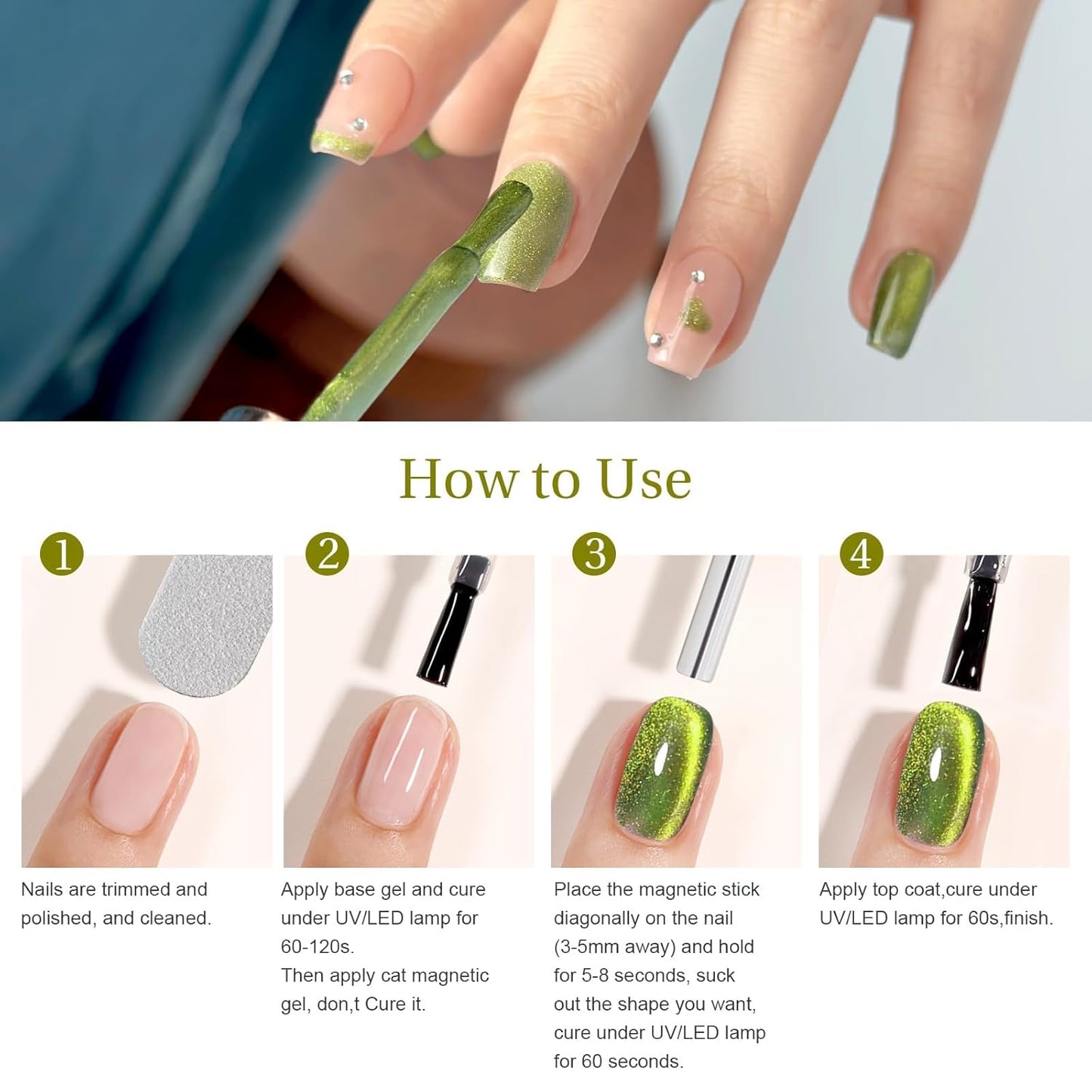 2PCS 15ml Cat Eye Gel Nail Polish, Glitter Holographic Nail Polish with Magnet Soak Off for DIY Manicure 18, Reflective Translucent UV Gel for Nail Art-FemmiqueWomen