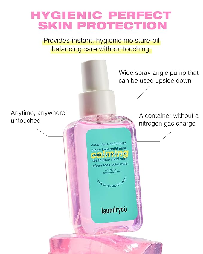 Clean Face Solid Mist - Calming, Hydrating, and Moisturizing Gel-To-Mist Dermatologist Tested Hypoallergenic Facial Spray for Redness Relief and Soothing Irritated Skin - (3.38 fl. oz.)-FemmiqueWomen
