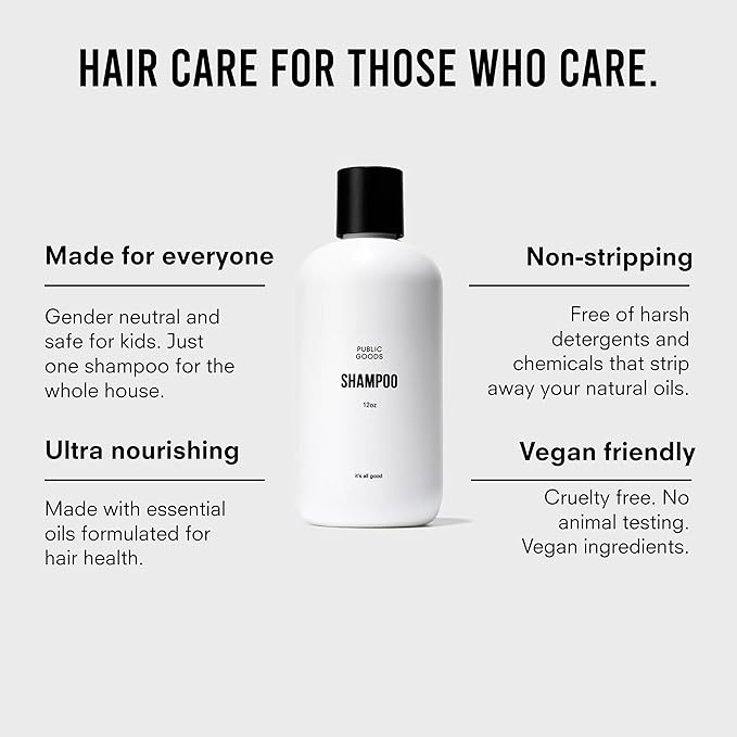 Public Goods Shampoo for Women & Men | Natural Gentle Shampoo to Cleanse & Nourish All Hair Types | Made with Organic Essential Oils | Sulfate & Paraben Free | Vegan | Made in Canada | 12 Fl Oz Bottle-FemmiqueWomen