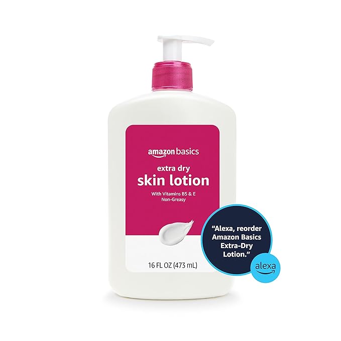 Amazon Brand - Solimo Extra-Dry Skin Lotion with Vitamins B5 & E, 16 fl oz-FemmiqueWomen