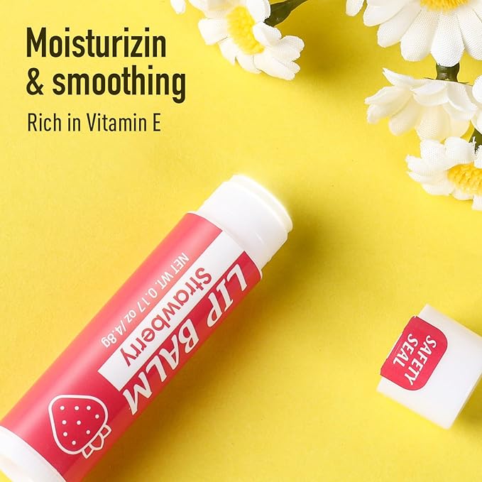 32 Pack Lip Balm, Natural Lip Balm Bulk with Vitamin E and Coconut Oil, Moisturizing Lip Balm for Dry Cracked Lips, Lip Balm for Stocking Stuffers - 8 Flavors-FemmiqueWomen