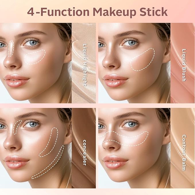 3 Pcs Cosmetic Sets 12 colors 4-Function cosmetic stick +Nonstick Raincoat Lip Gloss（3 colors+Clear Lip Gloss）+Liquid Eyeshadow in Four Colors Sets Waterproof-FemmiqueWomen