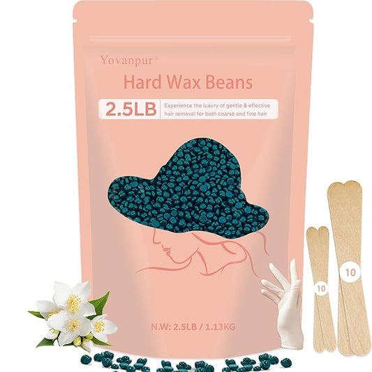 2.5lb Hard Wax Beads For Hair Removal, Yovanpur Waxing Beans for Sensitive Skin, Face, Eyebrows, Bikini, Brazilian, Legs and Full Body Bulk-FemmiqueWomen