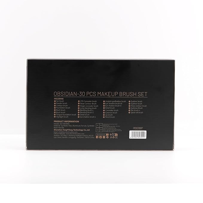 Docolor Makeup Brushes Set Professional 30Pcs Obsidian Makeup Brushes Premium Synthetic Powder Kabuki Foundation Contour Blush Concealer Eye Shadow Blending Eyeliner Crease Eyebrow Make Up Brush Kit-FemmiqueWomen