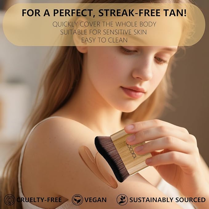 docolor Self Tanner Brush Large Body Makeup Brush, Soft Vegan Tanning Brush no stripes, for Foundation, Self-tanner, Bronzer, Self Tan Back Applicator Body + Face Self-Tan Blending Brush Gift Box-FemmiqueWomen