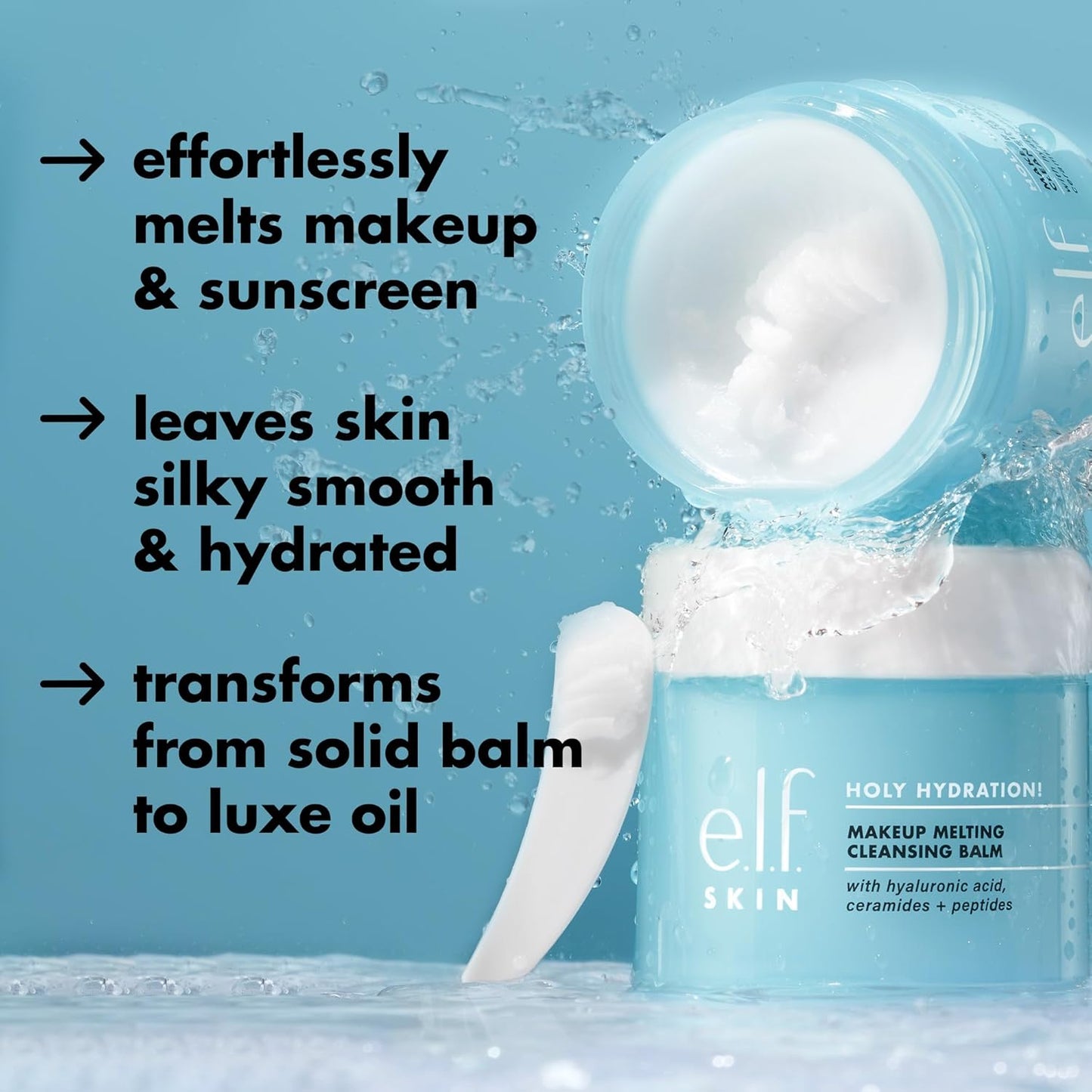 e.l.f. SKIN Holy Hydration! Makeup Melting Cleansing Balm, Face Cleanser & Makeup Remover, Infused with Hyaluronic Acid to Hydrate Skin-FemmiqueWomen