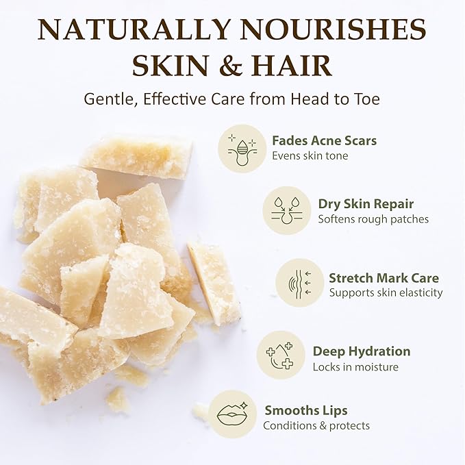 Era of Nature Cocoa Butter Raw – 100% Pure & Unrefined, Cold-Pressed Cacao – For DIY Skincare & Haircare – Deep Hydration for Skin, Hair, Lips – Stretch Mark & Scar Care – Natural Chocolate Scent, 8oz-FemmiqueWomen