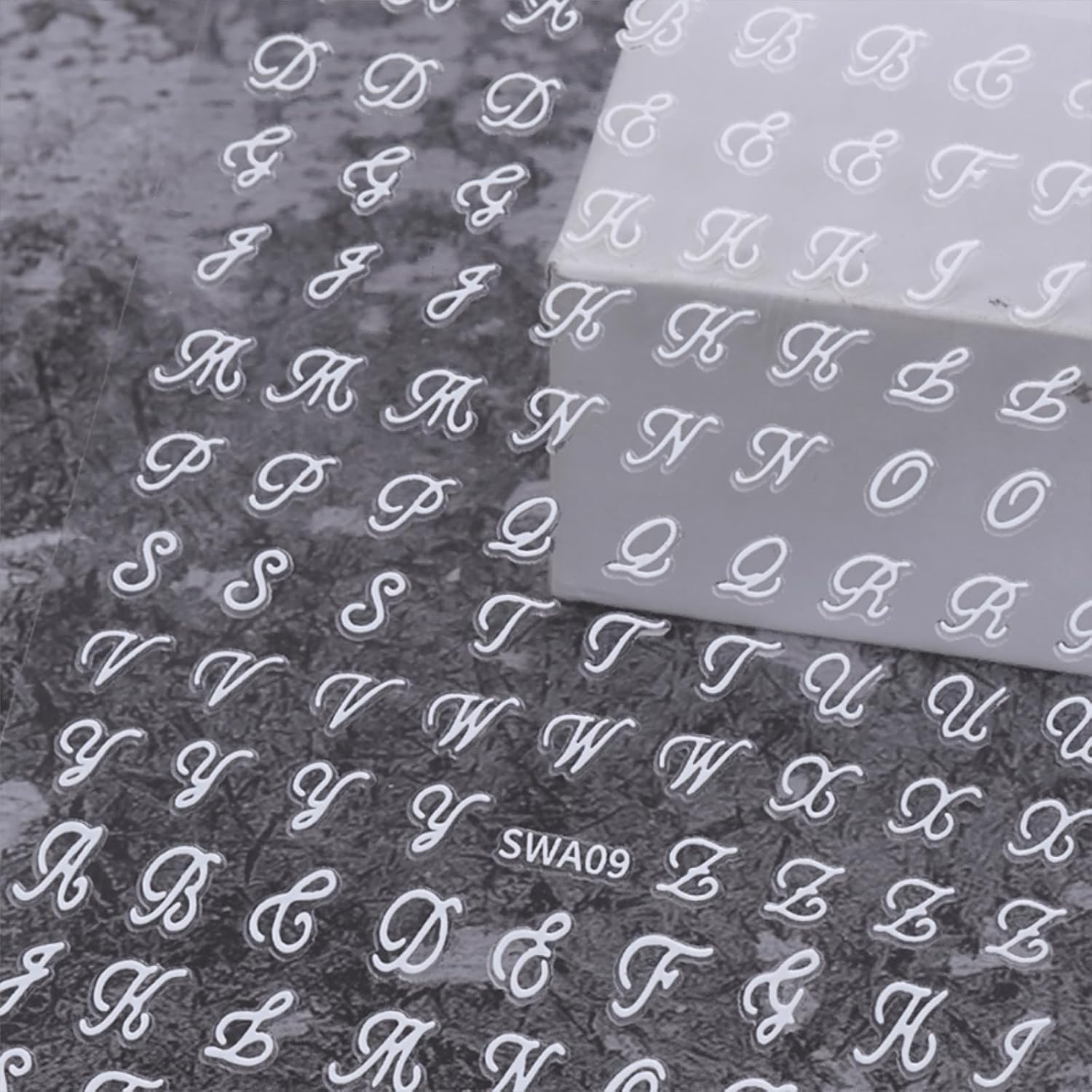 12 Sheets Letter Nail Art Stickers Decals 3D Self Adhesive Letter Nail Stickers for Nail Art Black White Silver Gold Retro English Nail Decals Letters Nail Design Nail Art Supplies-FemmiqueWomen