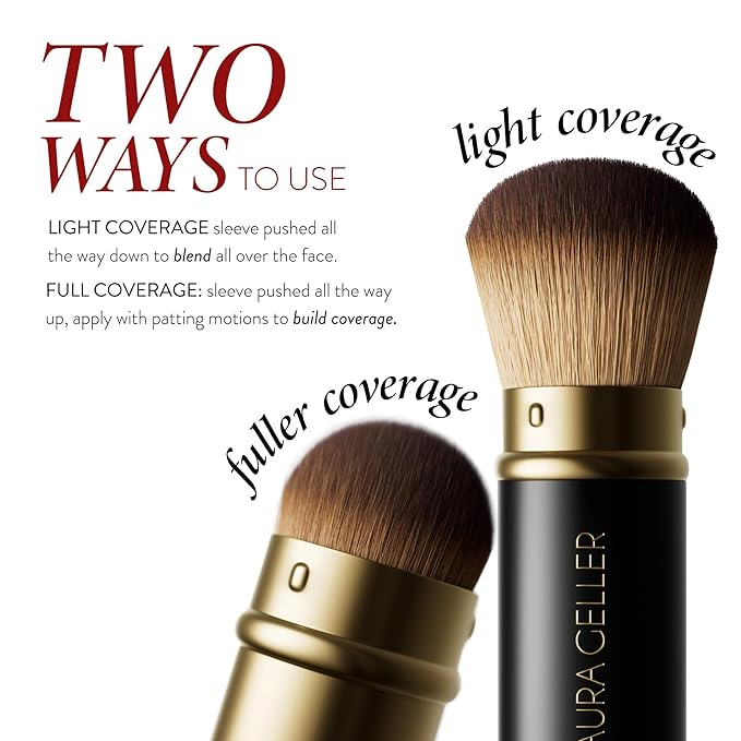 LAURA GELLER NEW YORK Retractable Airbrush Kabuki Brush for All Face Makeup & Foundation for Liquid, Cream and Powder Face Makeup With Aluminum Handle-FemmiqueWomen