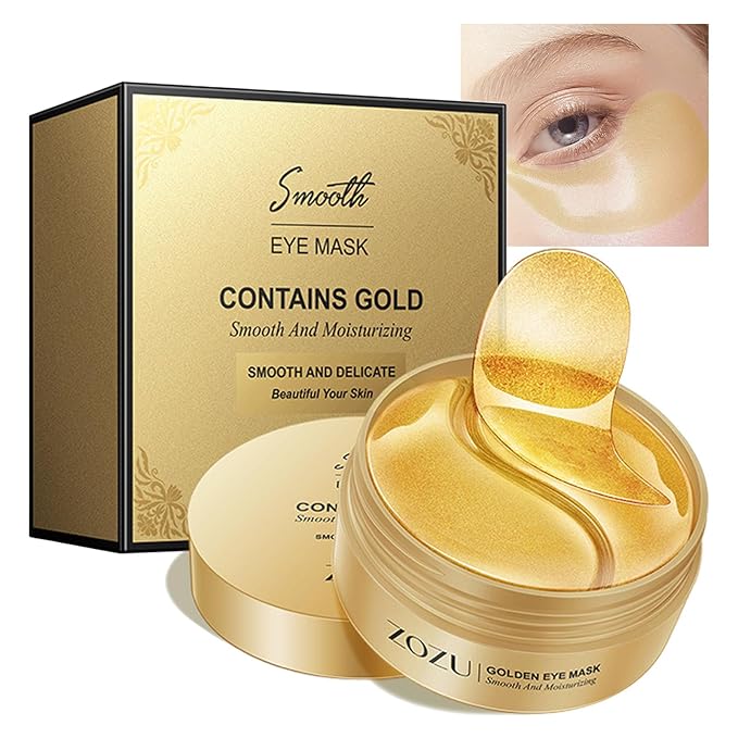 24k Gold Under Eye Patches,60PCS Collagen Eye Masks for Puffy Eyes,Dark Circles,Reduce Wrinkles,Natural Refresh Revitalizing Eye Skin Care Products-FemmiqueWomen