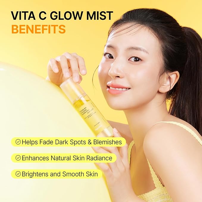 Vitamin C Mist with Niacinamide & Glutathione, Glow Mist for Dewy Skin, Makeup Setting Spray for face, Korean Skin Care, Vegan, 3.38 Fl Oz-FemmiqueWomen