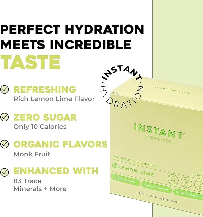 Instant Hydration Electrolytes Powder Packets - Lemon Lime Drink Mix - Zero Sugar - Keto, Vegan, Gluten-Free, Non-GMO - Boost Recovery, Brain Health, Muscle & Tissue Support- 30 Sticks-FemmiqueWomen