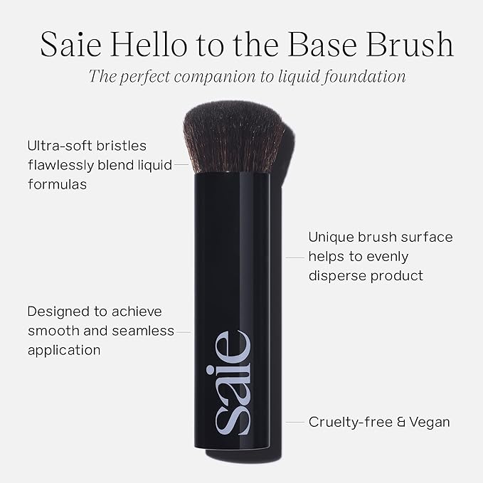 Saie The Base Foundation Brush for Liquid Makeup - Ultra-Soft Makeup Brush with Cruelty-Free, Synthetic Bristles - Designed for Foundation, Skin Tints & Cream Bronzers (1 Count)-FemmiqueWomen